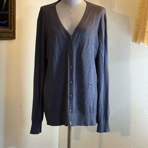 Blue/Gray Button-Up Cardigan